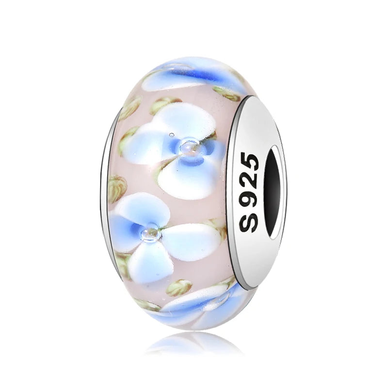 Buy Real 925 Sterling Silver Navy Blue Murano Glass Beads With Ripple Charms For Bracelet Women Jewelry Making online at Fashionner.