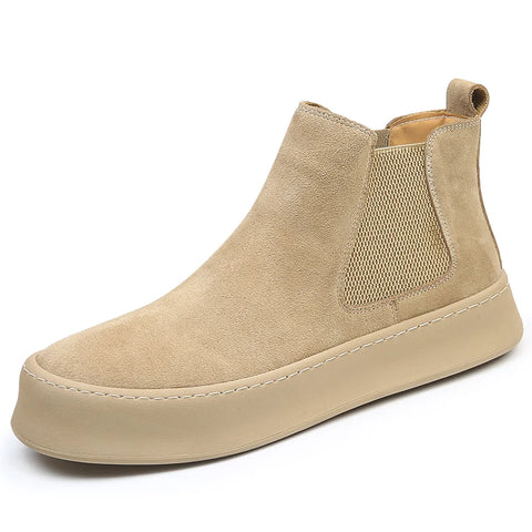 Buy Custom Logo Suede Leather Ankle Chelsea Boots Mens Casual Dress Shoes Flat Chukka Boots For Men online at Fashionner.