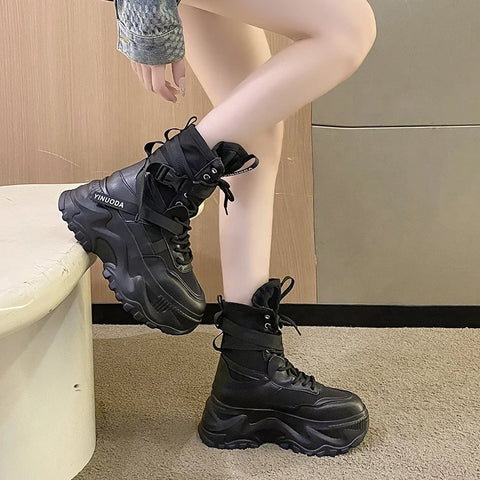 Buy Custom Logo Winter New Red Platform Boots Women Shoes Fashion Designer Motorcycle Boots For Ladies online at Fashionner.