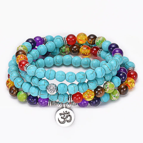 Buy 108 Beads Necklace Natural Turquoise Stone Bracelet Necklace Spiritual Healing Gemstone Beads Necklace online at Fashionner.