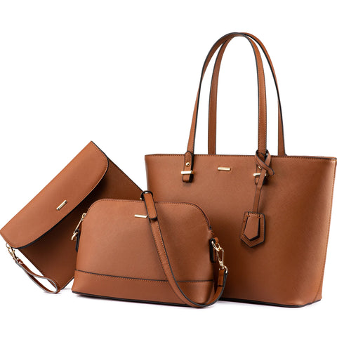 Buy Lovevook Designer Pu Leather Ladies Shoulder Hand Bag 3 Pcs Luxury Purse And Handbags Set Large Cute Women Tote Bags online at Fashionner.
