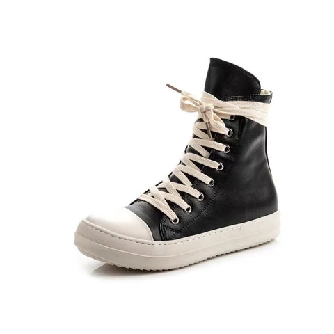 Buy Hot Selling Casual Walking Black Pu Leather Flat Sport Lace-Up Shoes Casual Ladies Women Fashion Sneakers online at Fashionner.