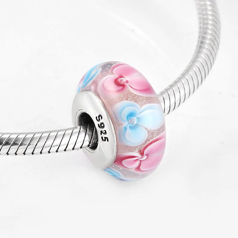 Buy Real 925 Sterling Silver Navy Blue Murano Glass Beads With Ripple Charms For Bracelet Women Jewelry Making online at Fashionner.