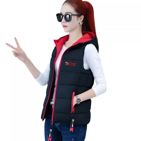 Buy Autumn Winter Down Cotton Vest Women Short Jacket Outerwear New Fashion All-Match Sleeveless Waistcoat Vests Woman Coat 3Xl online at Fashionner.