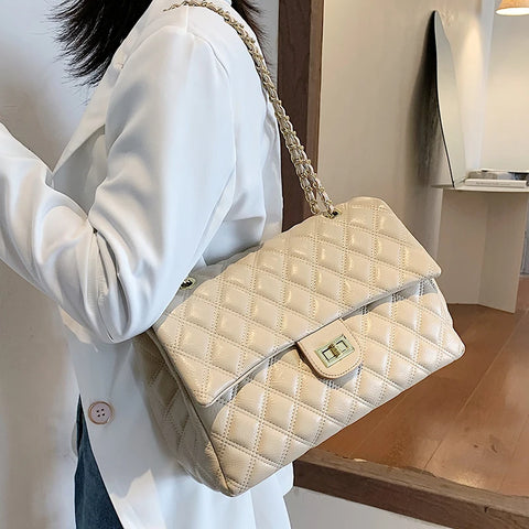 Buy Chain Crossbody Bags Big Female Purses And Handbags Designer Fashionable Luxury Women Thread Fashion Bag Cover Pu Polyester online at Fashionner.