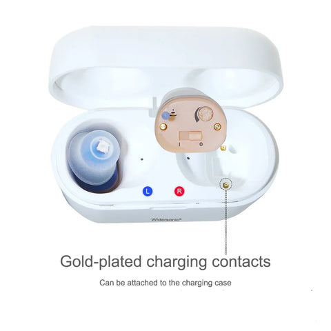 Rechargeable Hearing Aids V30 Intelligent Audifonos Mini Inner Ear for Elderly Sound Amplifier for Deafness with Charging Case - Fashionner