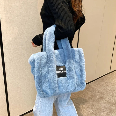 Buy Bm9357 Designer Plush The Tote Bags Autumn Winter New Style Women Fluffy Tote Bags Fashion Designer Bag Handbags online at Fashionner.