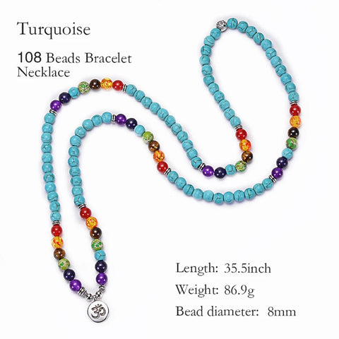 Buy 108 Beads Necklace Natural Turquoise Stone Bracelet Necklace Spiritual Healing Gemstone Beads Necklace online at Fashionner.