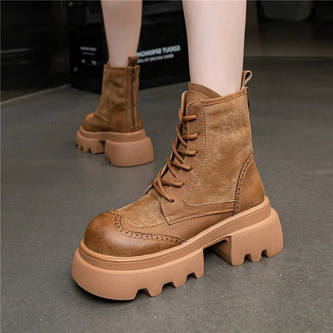 Buy Custom Logo Winter Genuine Leather Platform Boots Women Shoes Ladies Ankle Bootie Boots For Ladies online at Fashionner.