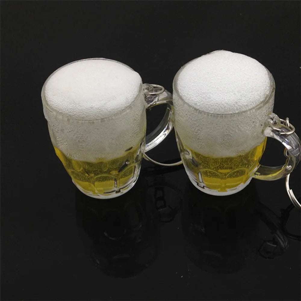 Gifts Resin Beer Cups Key Chain Simulation Food Handicraft Women Men For Car Bag Key Rings Holder Pendant Jewelry Accessories Gift - Fashionner