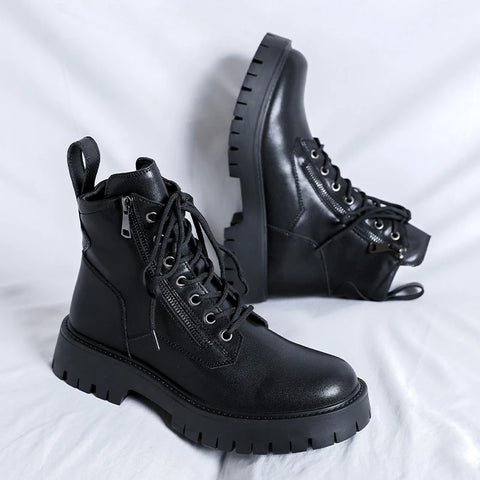 Buy Custom Logo High Quality Men'S Ankle Motorcycle Boots Shoes Fashion Design Martin Boots online at Fashionner.