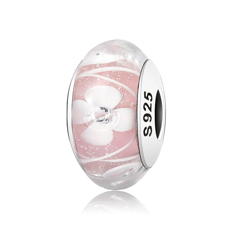Buy Real 925 Sterling Silver Navy Blue Murano Glass Beads With Ripple Charms For Bracelet Women Jewelry Making online at Fashionner.