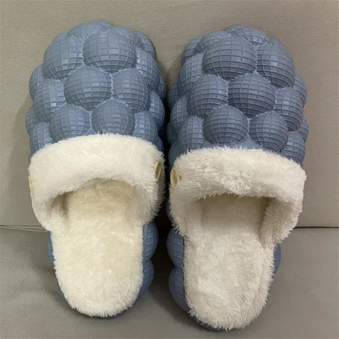Buy Fur Plush Massage Furry Beach Shower Bubble Ball Cloud Slide Slippers Yellow Slippers Bubble Slides For Women Kid online at Fashionner.