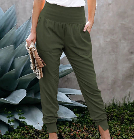 Buy Women High Waist Stretchable Spring Autumn Female Casual Belt Patchwork Long Trousers Work Wear Lady Office Pant online at Fashionner.