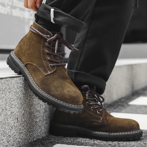 Buy Custom Logo High Quality Retro Style Men'S Martin Boots Shoes Suede Leather Winter Ankle Boots online at Fashionner.