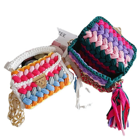 Buy Bohemian Crochet Women Shoulder Bags Knitting Tote Bag With Chain Casual Lady Handbags Big Shopper Purses Summer Beach Bags online at Fashionner.