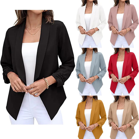 Buy Womens Lightweight Thin 3/4 Sleeve Open Front Blazer Plus Size Woman Blazer Jacket online at Fashionner.