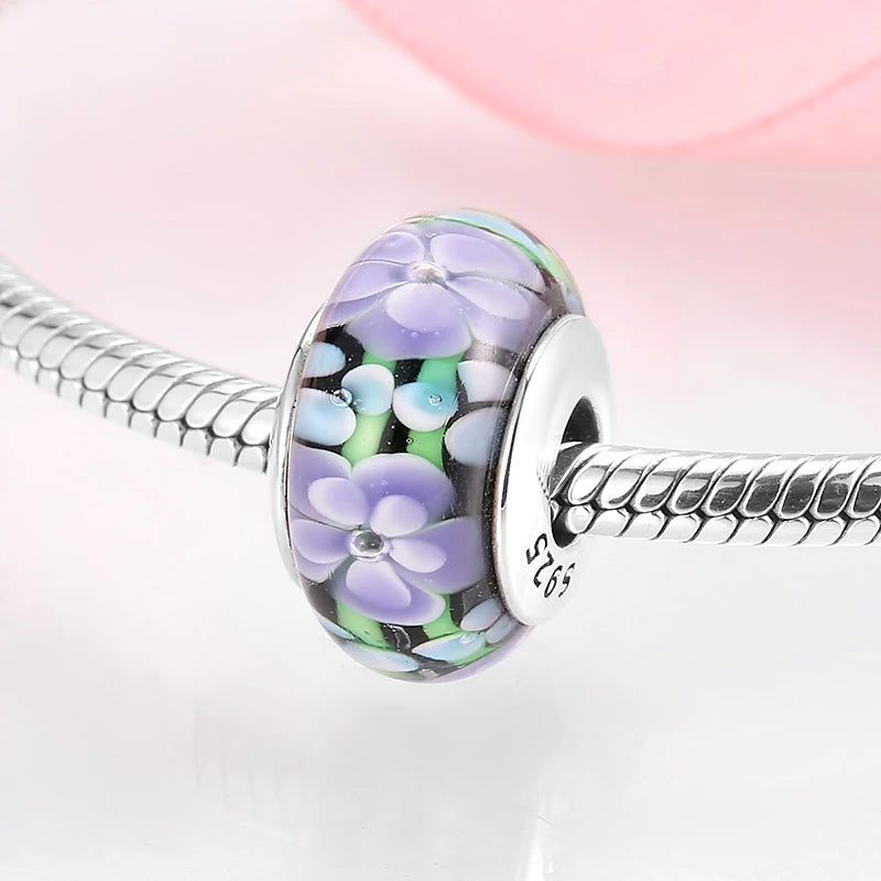 Buy Real 925 Sterling Silver Navy Blue Murano Glass Beads With Ripple Charms For Bracelet Women Jewelry Making online at Fashionner.