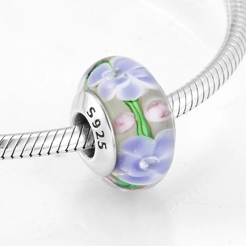 Buy Real 925 Sterling Silver Navy Blue Murano Glass Beads With Ripple Charms For Bracelet Women Jewelry Making online at Fashionner.