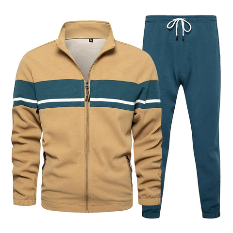 Buy Custom Logo Men Zipper 2 Piece Set Tracksuit Athleisure Men Color Block Zip Up Men Workout Tracksuit High Quality online at Fashionner.