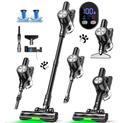 500W 46KPA Cordless Handheld Vacuum Cleaner 55 Mins Runtime Self-Standing Wall Mount Charging Pet Hair US Local Stock Car Dry