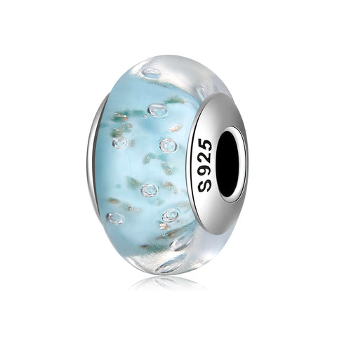 Buy Real 925 Sterling Silver Navy Blue Murano Glass Beads With Ripple Charms For Bracelet Women Jewelry Making online at Fashionner.