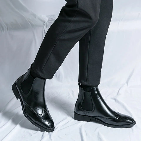 Buy Custom Logo Western Chelsea Boots Mens Shoes Low Heels Big Size Casual Ankle Boots For Men online at Fashionner.