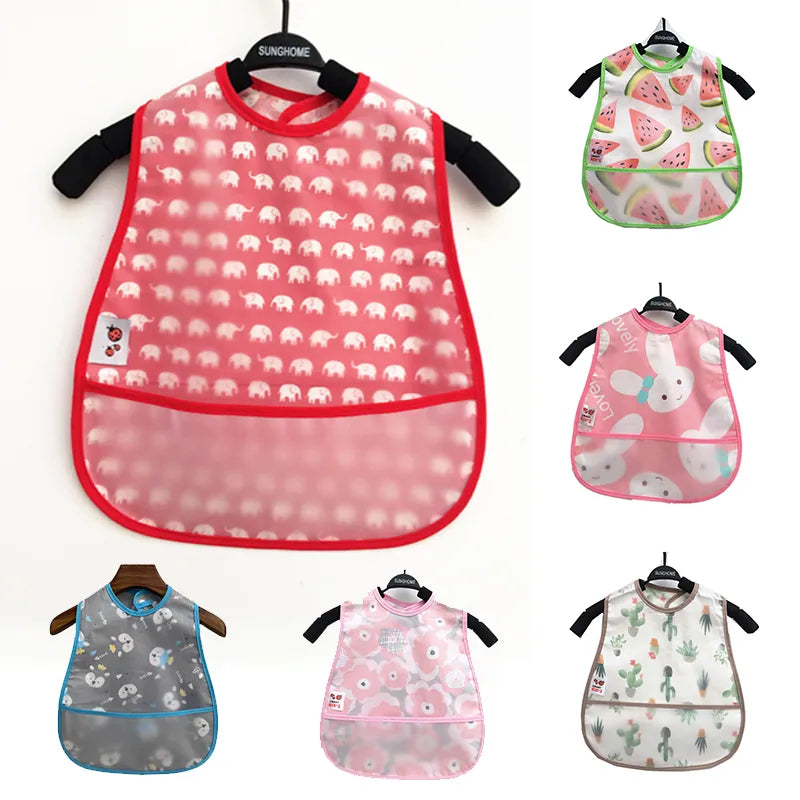 Boys Waterproof Lunch Feeding Apron Cartoon Pattern Cotton Baby Bibs Sleeveless Adjustable Boy Girl Feeding Bibs Apron - Fashionner