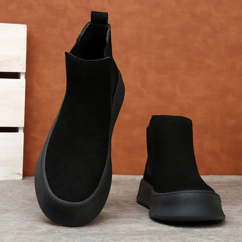 Buy Custom Logo Suede Leather Ankle Chelsea Boots Mens Casual Dress Shoes Flat Chukka Boots For Men online at Fashionner.