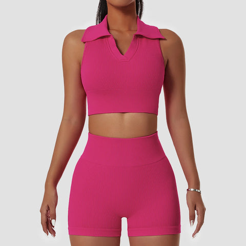 Buy Top Selling Women'S Athleisure Set Gym For Women Seamless Fitness Yoga Wear With A Lapel Yoga Sets Fitness Women online at Fashionner.
