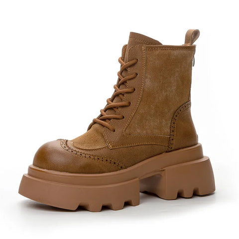 Buy Custom Logo Winter Genuine Leather Platform Boots Women Shoes Ladies Ankle Bootie Boots For Ladies online at Fashionner.