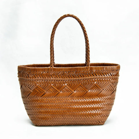 Buy Women'S Bags Large Capacity Totes Fashion Woven Vegetable Basket Pack Split Leather Handmade Ladies Handbag Retro Style online at Fashionner.