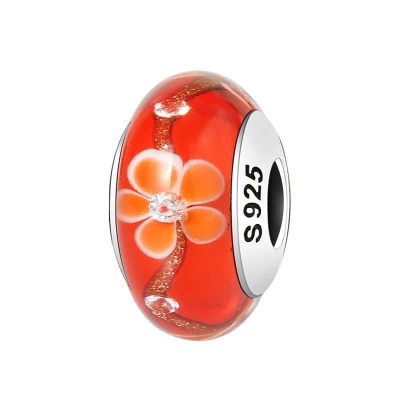 Buy Real 925 Sterling Silver Navy Blue Murano Glass Beads With Ripple Charms For Bracelet Women Jewelry Making online at Fashionner.
