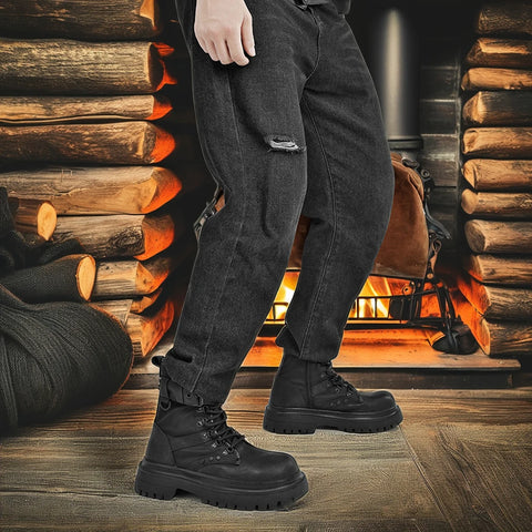 Buy Custom Logo Genuine Leather Ankle Martin Boots Mens Shoes Winter Chukka Boots Fashion Platform Boots online at Fashionner.