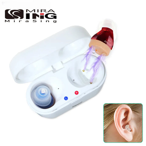 Rechargeable Hearing Aids V30 Intelligent Audifonos Mini Inner Ear for Elderly Sound Amplifier for Deafness with Charging Case - Fashionner