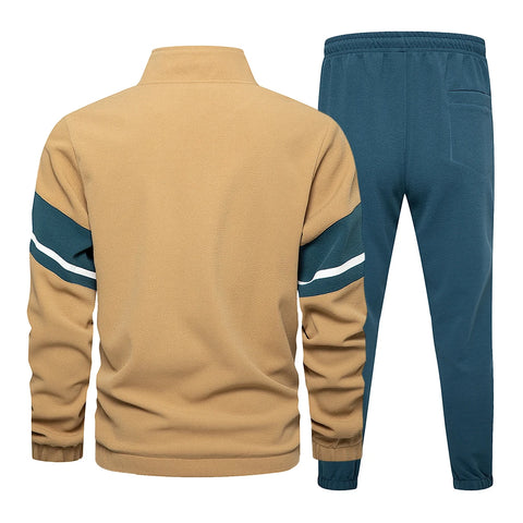 Buy Custom Logo Men Zipper 2 Piece Set Tracksuit Athleisure Men Color Block Zip Up Men Workout Tracksuit High Quality online at Fashionner.