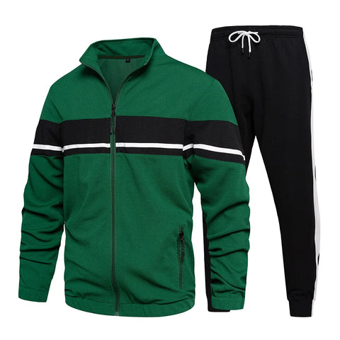 Buy Custom Logo Men Zipper 2 Piece Set Tracksuit Athleisure Men Color Block Zip Up Men Workout Tracksuit High Quality online at Fashionner.