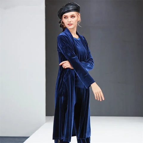 Autumn Winter Coat Women 2023 Casual Solid velour Jackets Winter Elegant Long velvet Coat abrigos mujer invierno trench coat - Fashionner