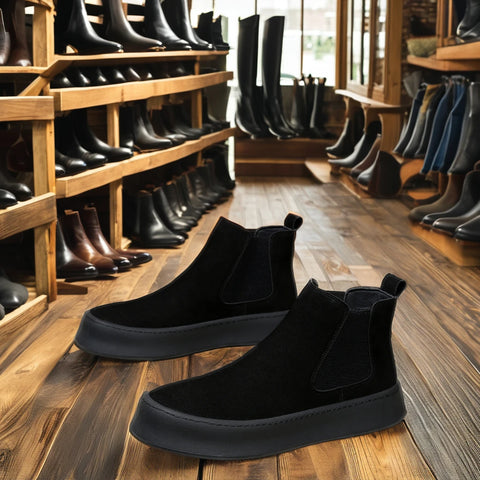 Buy Custom Logo Suede Leather Ankle Chelsea Boots Mens Casual Dress Shoes Flat Chukka Boots For Men online at Fashionner.