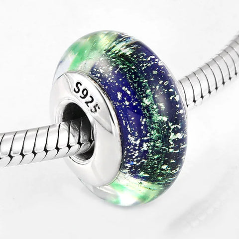 Buy Real 925 Sterling Silver Navy Blue Murano Glass Beads With Ripple Charms For Bracelet Women Jewelry Making online at Fashionner.
