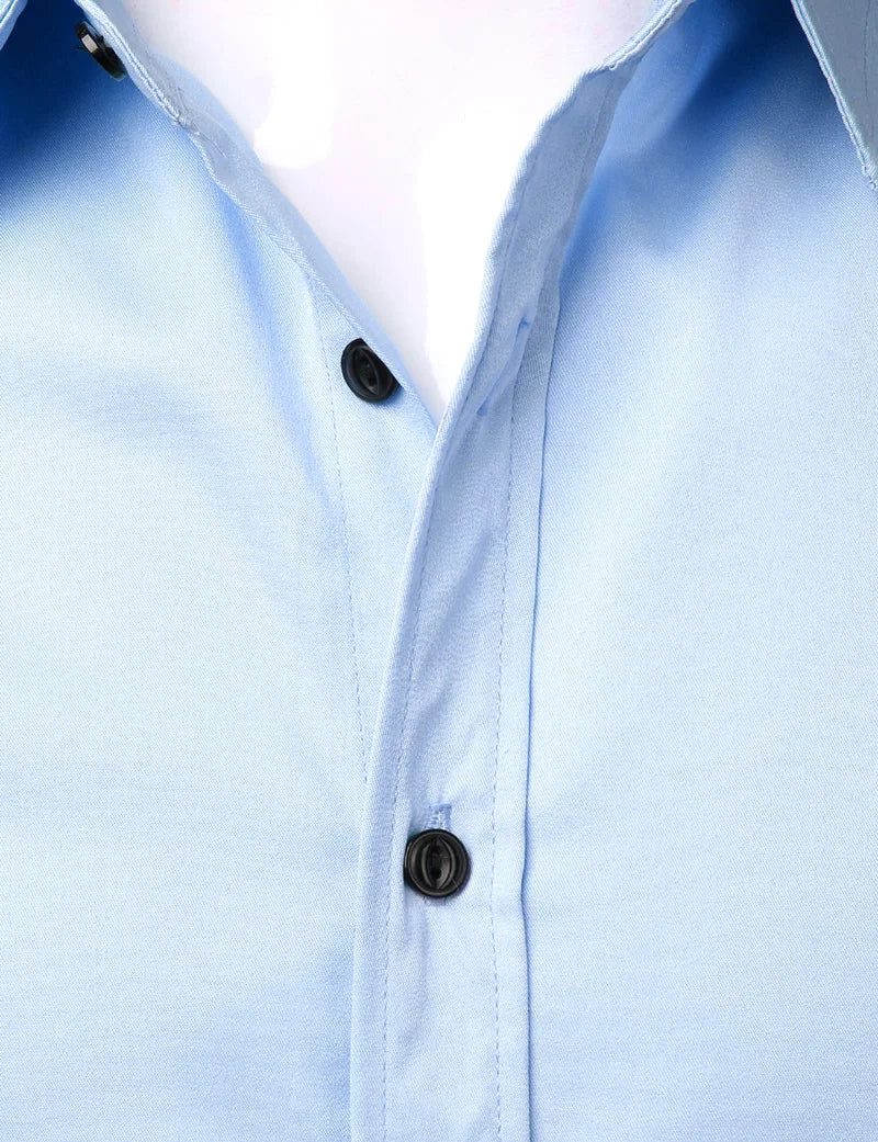 White Mens Bamboo Fiber Dress Shirts Short Sleeve Casual Button Down Shirt Men Non Iron  Easy Care Elastic Business Shirt Male - Fashionner