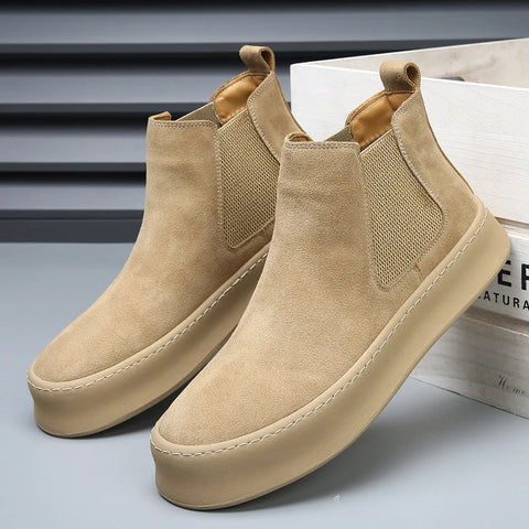 Buy Custom Logo Suede Leather Ankle Chelsea Boots Mens Casual Dress Shoes Flat Chukka Boots For Men online at Fashionner.
