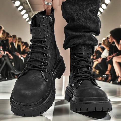 Buy Custom Logo Genuine Leather Ankle Martin Boots Mens Shoes Winter Chukka Boots Fashion Platform Boots online at Fashionner.
