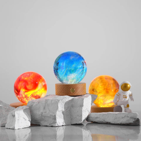 Buy Creative Colorful Glass Ball Starry Sky Crystal Ball Meditation Healing Glow Base Decoration Christmas Surprise Gift online at Fashionner.
