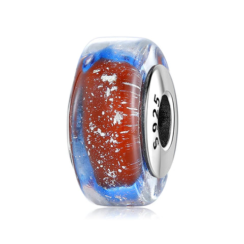 Buy Real 925 Sterling Silver Navy Blue Murano Glass Beads With Ripple Charms For Bracelet Women Jewelry Making online at Fashionner.