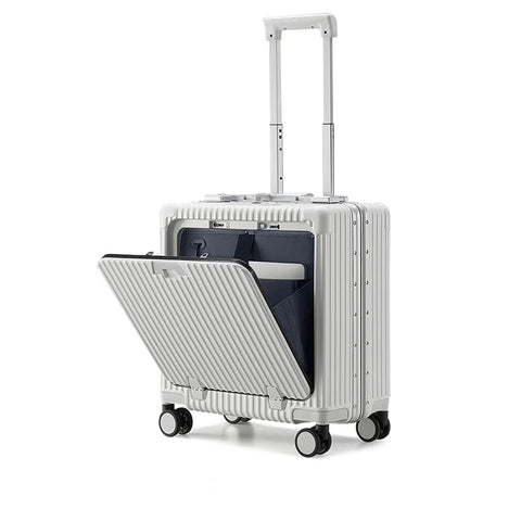 Buy Carry On Suitcase External Usb Charger & Spinner Wheels Aluminum Framed With Front Laptop Travel Luggage Pocket online at Fashionner.