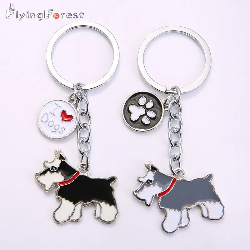 Gifts Keychains Drop Shipping DIY Pet Key Chain Metal Key Ring Wholesale Gift Schnauzer Keychains Woman Keys Dogs Tag Key Charm Cheap - Fashionner