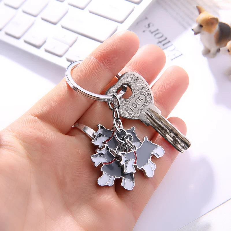 Gifts Keychains Drop Shipping DIY Pet Key Chain Metal Key Ring Wholesale Gift Schnauzer Keychains Woman Keys Dogs Tag Key Charm Cheap - Fashionner