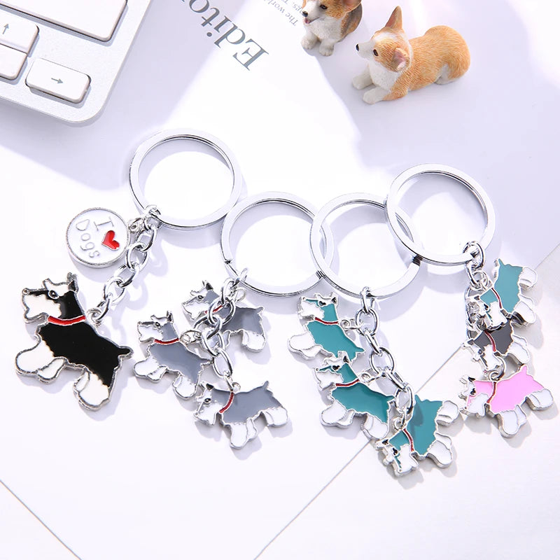 Gifts Keychains Drop Shipping DIY Pet Key Chain Metal Key Ring Wholesale Gift Schnauzer Keychains Woman Keys Dogs Tag Key Charm Cheap - Fashionner