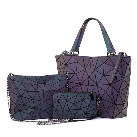 Buy Lovevook Women Handbags 3 Pcs Bag Set Crossbody Bags For Women Geometric Luminous Shoulder Bag Female Tote Purse And Wallet online at Fashionner.